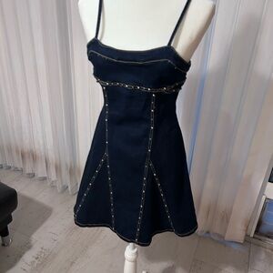 Cider Denim Spaghetti-Strap A-Line Mini Dress